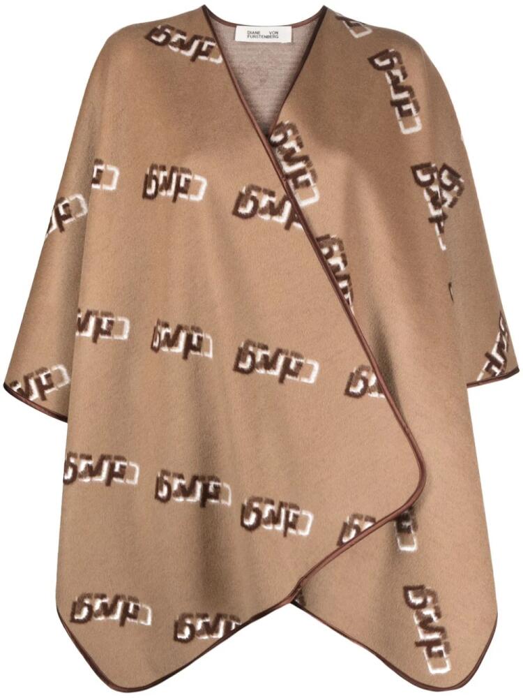 DVF Diane von Furstenberg Curtis logo-jacquard cape - Brown Cover