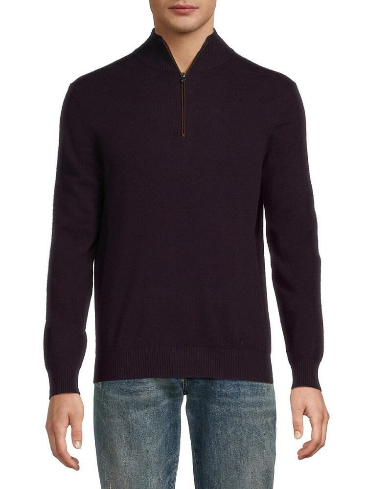 Amicale Men's Classic Fit Cashmere Zip Up Sweater - Purple Cover