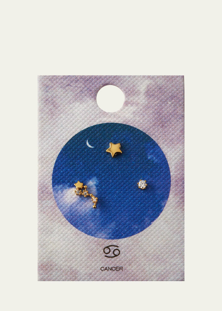 Tai Zodiac Constellation Stud Earrings w/ Cubic Zirconia Cover