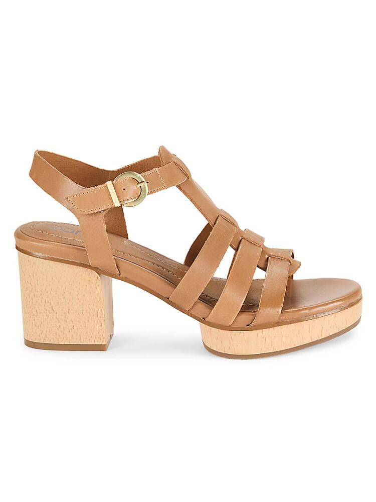 Earth Women's Etadona Block Heel Leather Sandals - Medium Natural Cover