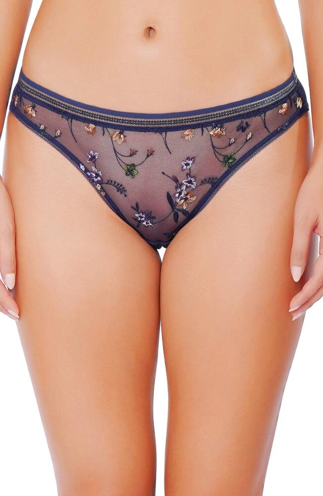 Huit Insouciante Embroidered Mesh Briefs in Marine Cover