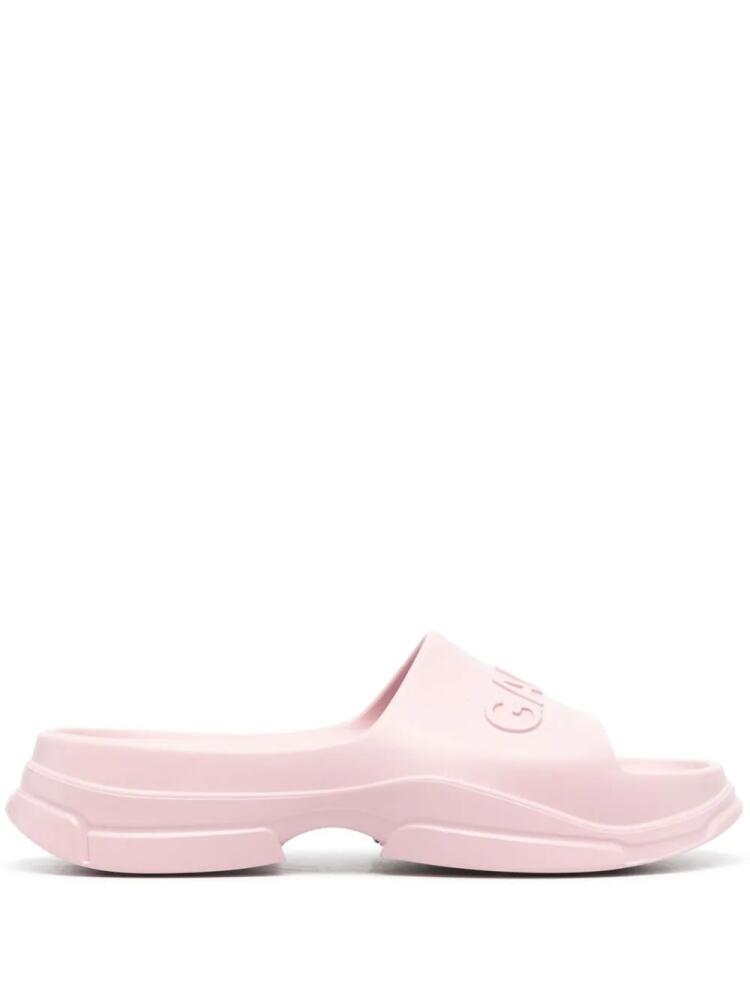 GANNI logo-embossed chunky slides - Pink Cover