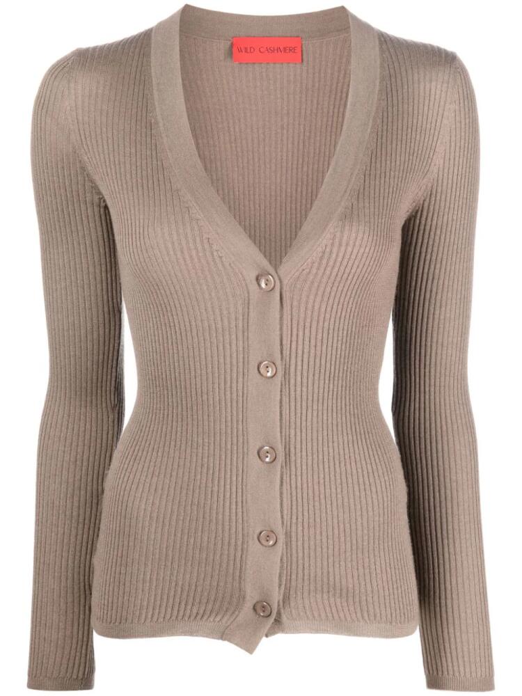 Wild Cashmere Cloe ribbed-knit V-neck cardigan - Brown Cover