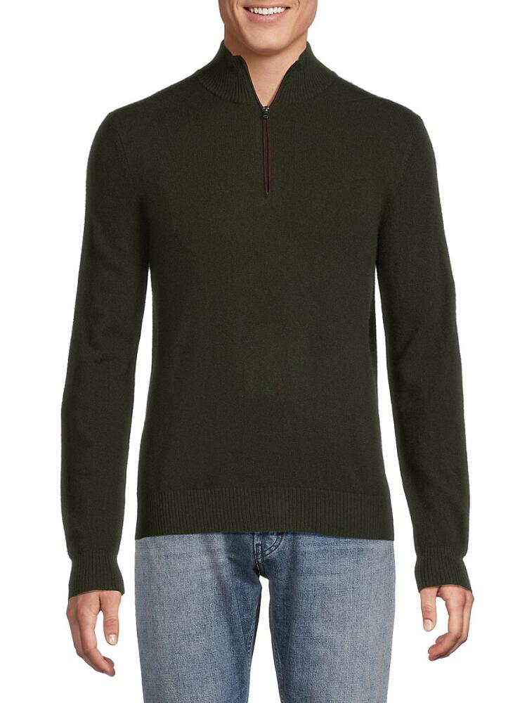 Amicale Men's Classic Fit Cashmere Zip Up Sweater - Green Cover