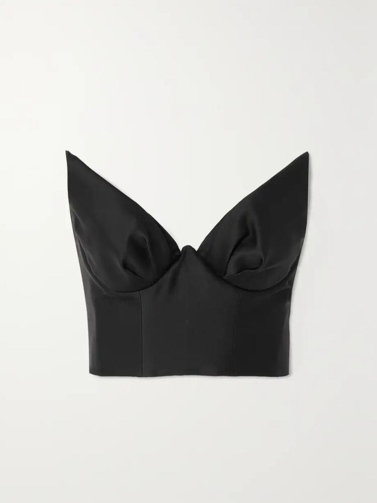 Zimmermann - Matchmaker Cropped Wool And Silk-blend Bustier Top - Black Cover