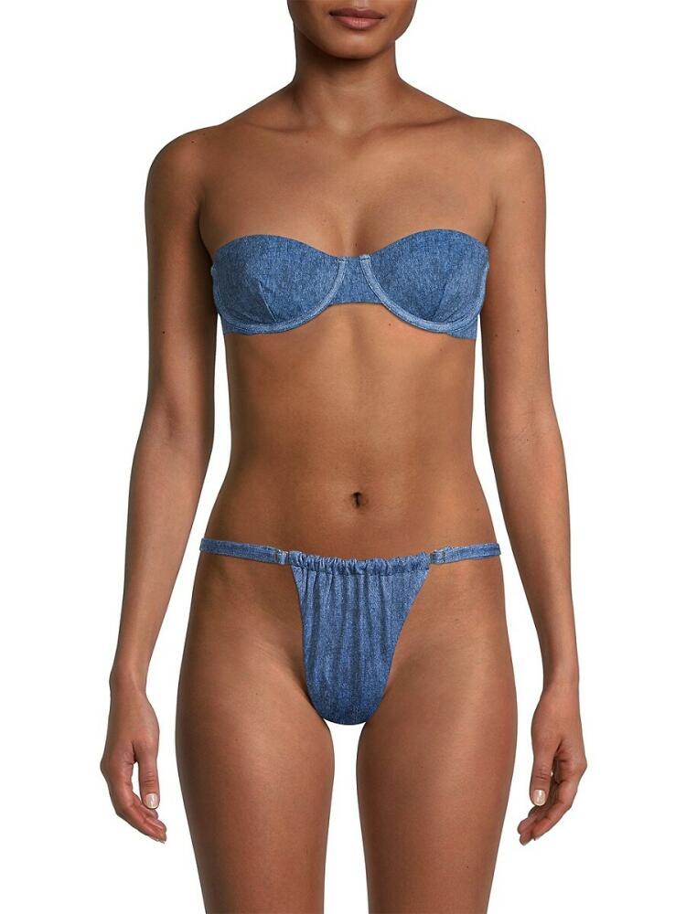 WeWoreWhat Women's Balconette Bikini Top - Blue Cover