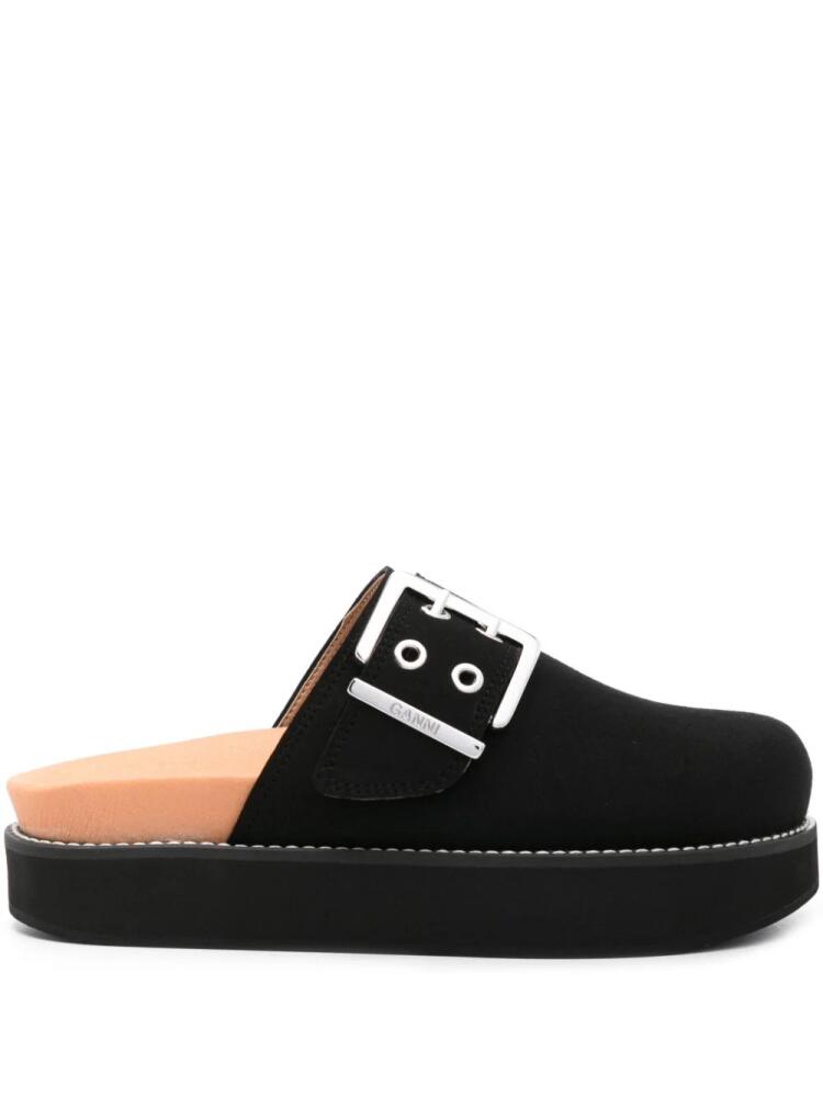 GANNI Feminine Buckle felted slides - Black Cover