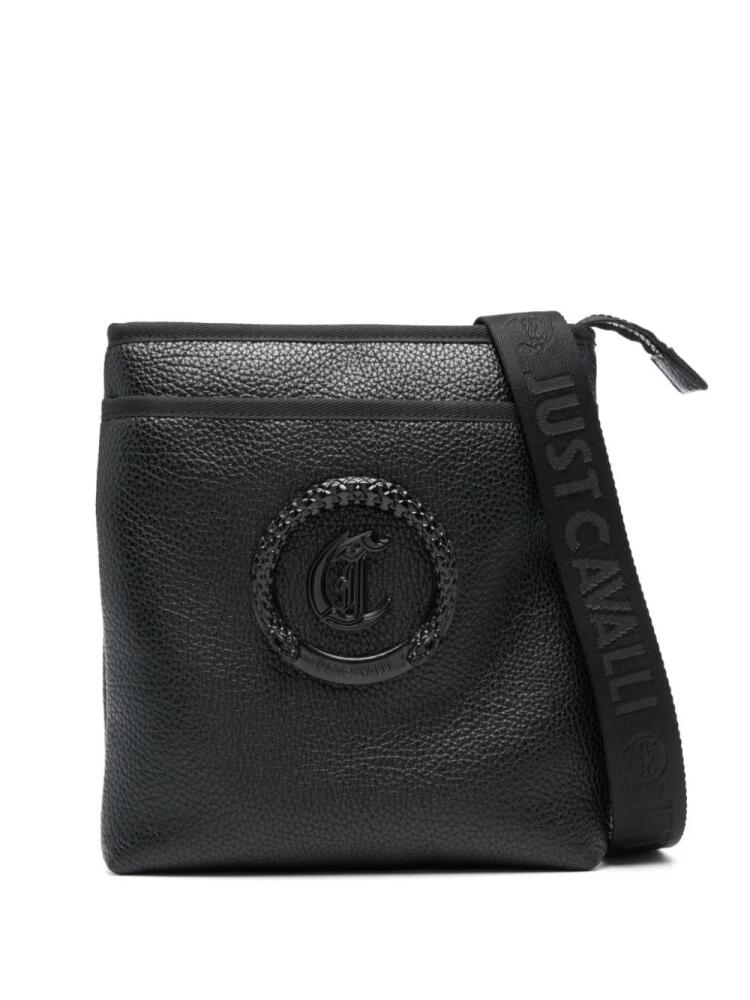 Just Cavalli appliqué-logo grained bag - Black Cover