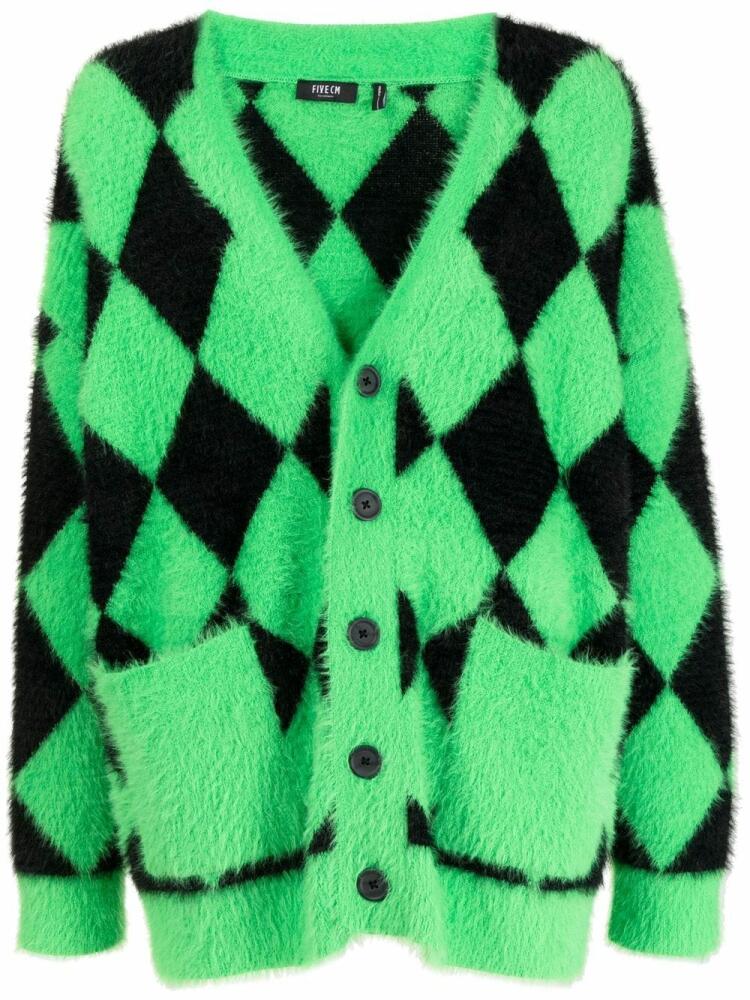 FIVE CM diamond-pattern fuzzy cardigan - Green Cover