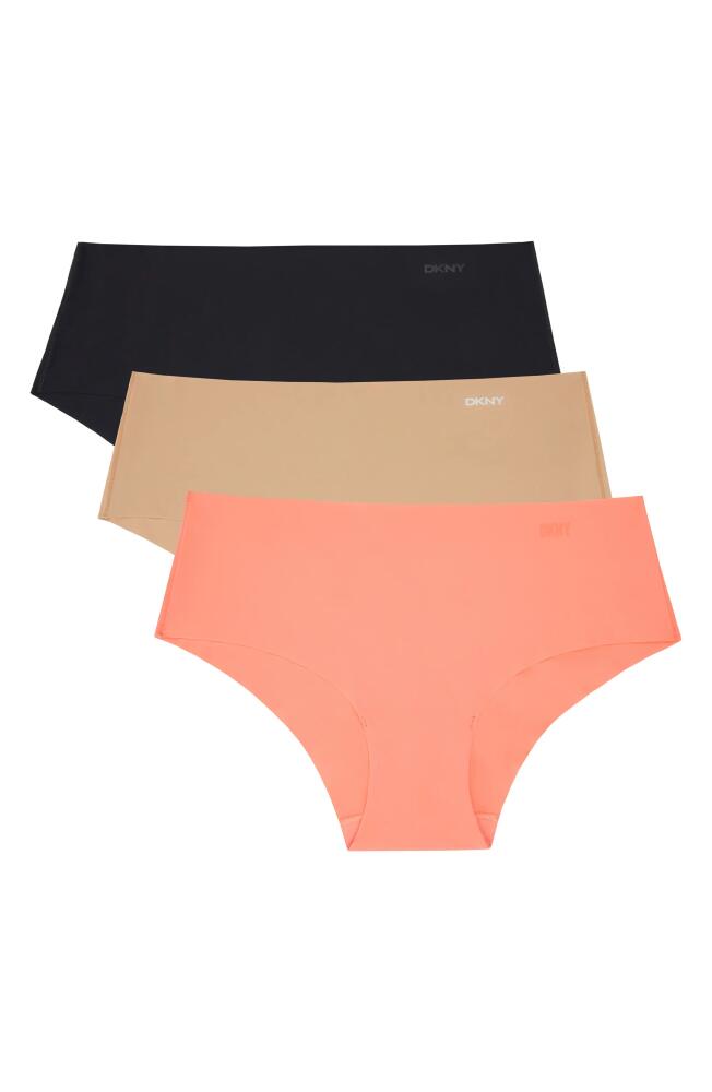 DKNY Cut Anywhere Assorted 3-Pack Hipster Briefs in Black/Glow/Shell Pink Cover