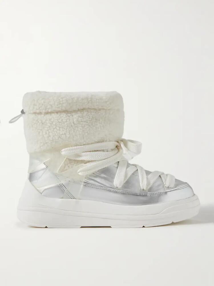 Moncler - Insolux M Rubber-trimmed Fleece, Metallic Shell And Leather Snow Boots - White Cover