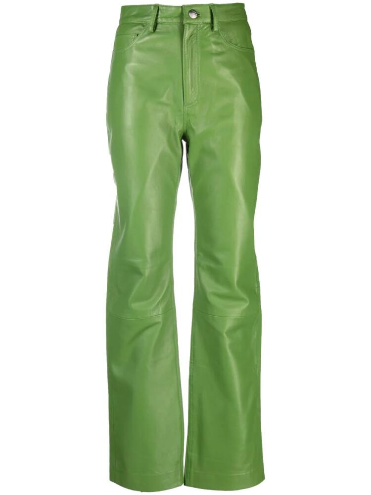 REMAIN high-waist leather trousers - Green Cover