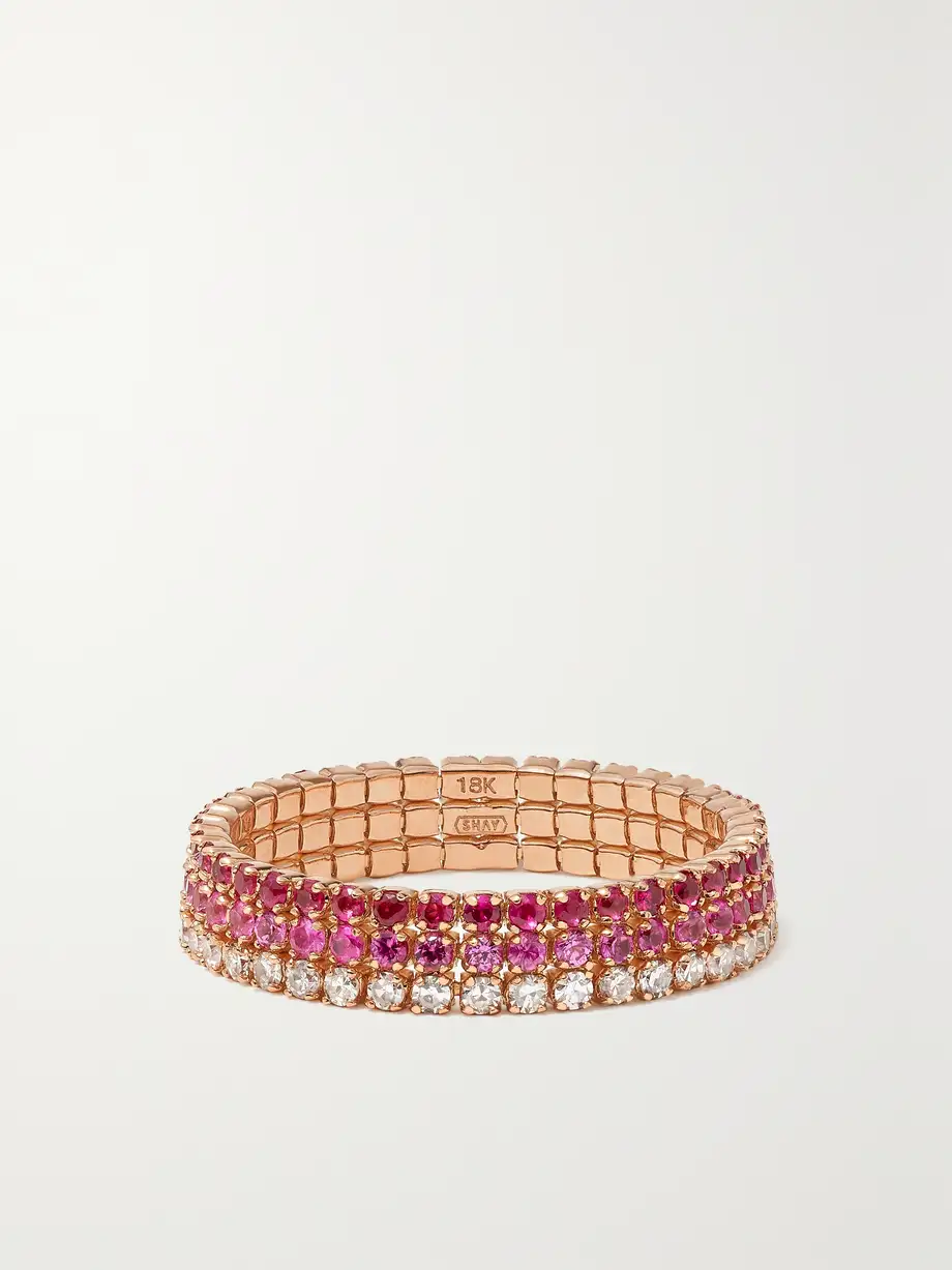 SHAY - 18-karat Rose Gold Diamond, Sapphire And Ruby Ring - 5 Cover