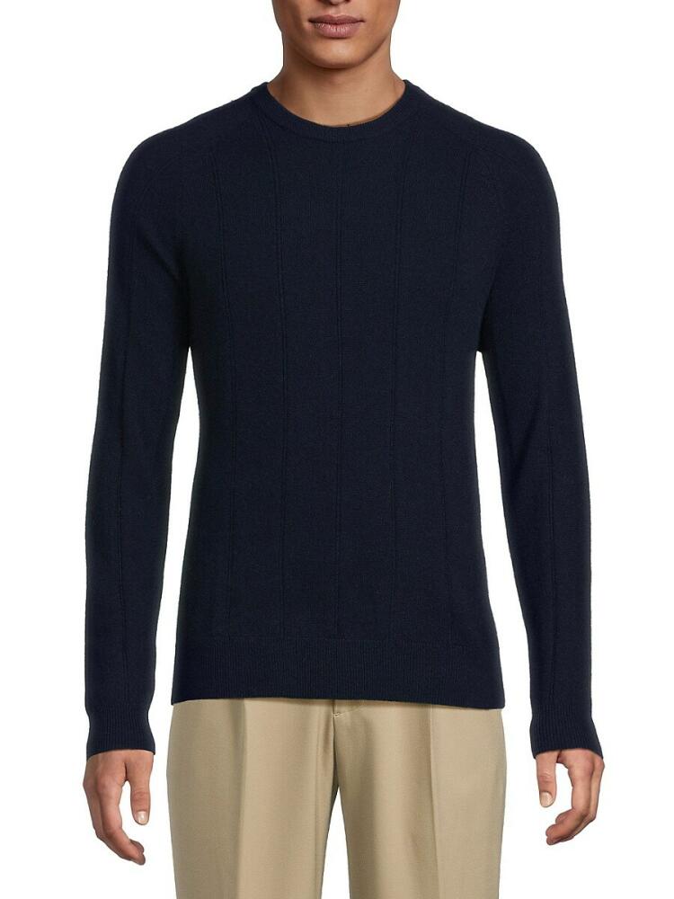 Amicale Men's Textured Striped Cashmere Sweater - Navy Cover