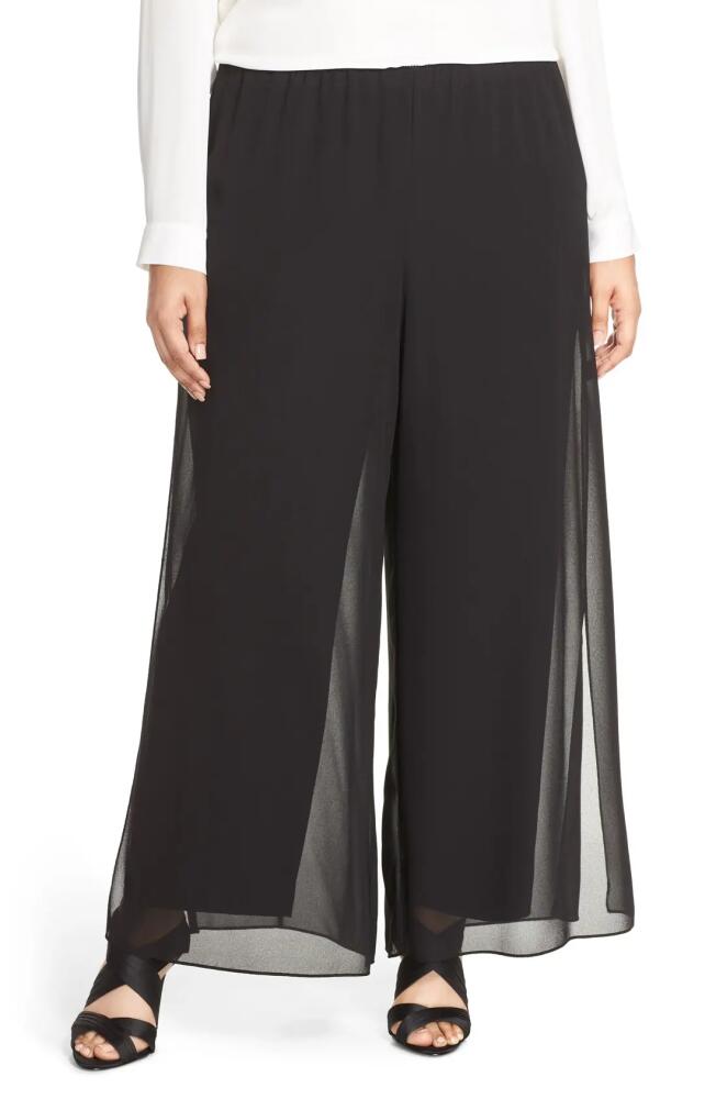 Alex Evenings Chiffon Overlay Wide Leg Pants in Black Cover