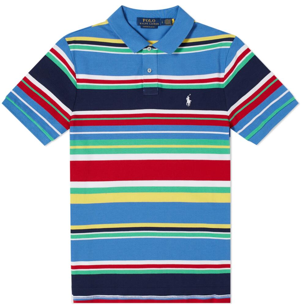 Polo Ralph Lauren Men's Multi Stripe Polo Shirt in New England Blue Muti Cover