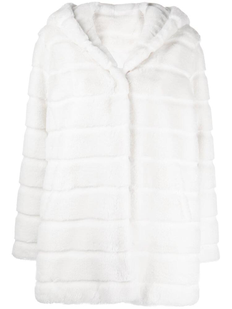 Apparis hooded faux-fur coat - White Cover