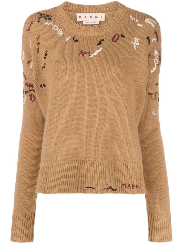 Marni embroidered round neck jumper - Brown Cover