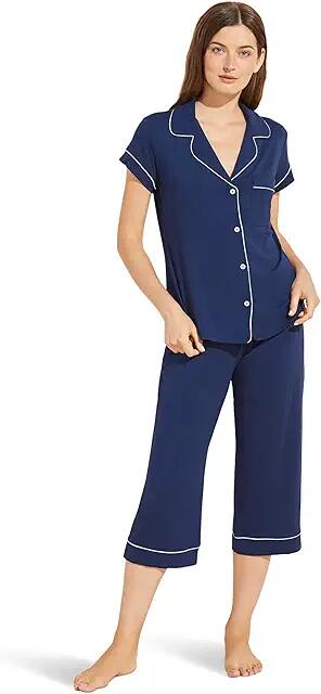 Eberjey Gisele - The Cropped Pajama Set (Navy/Ivory) Women's Pajama Sets Cover