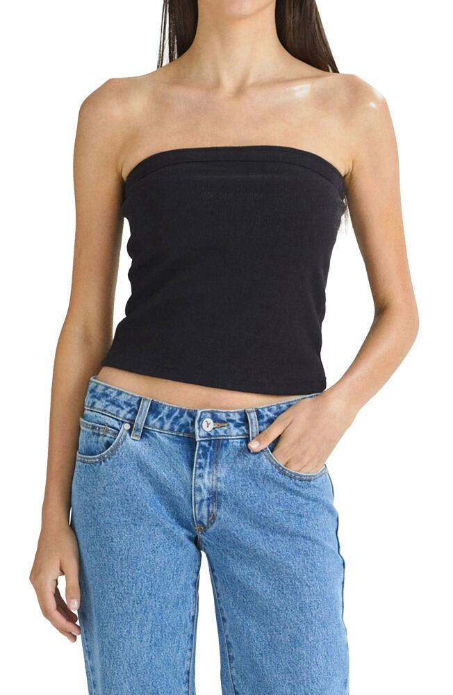 ABRAND Heather Strapless Rib Tube Top in Black Cover