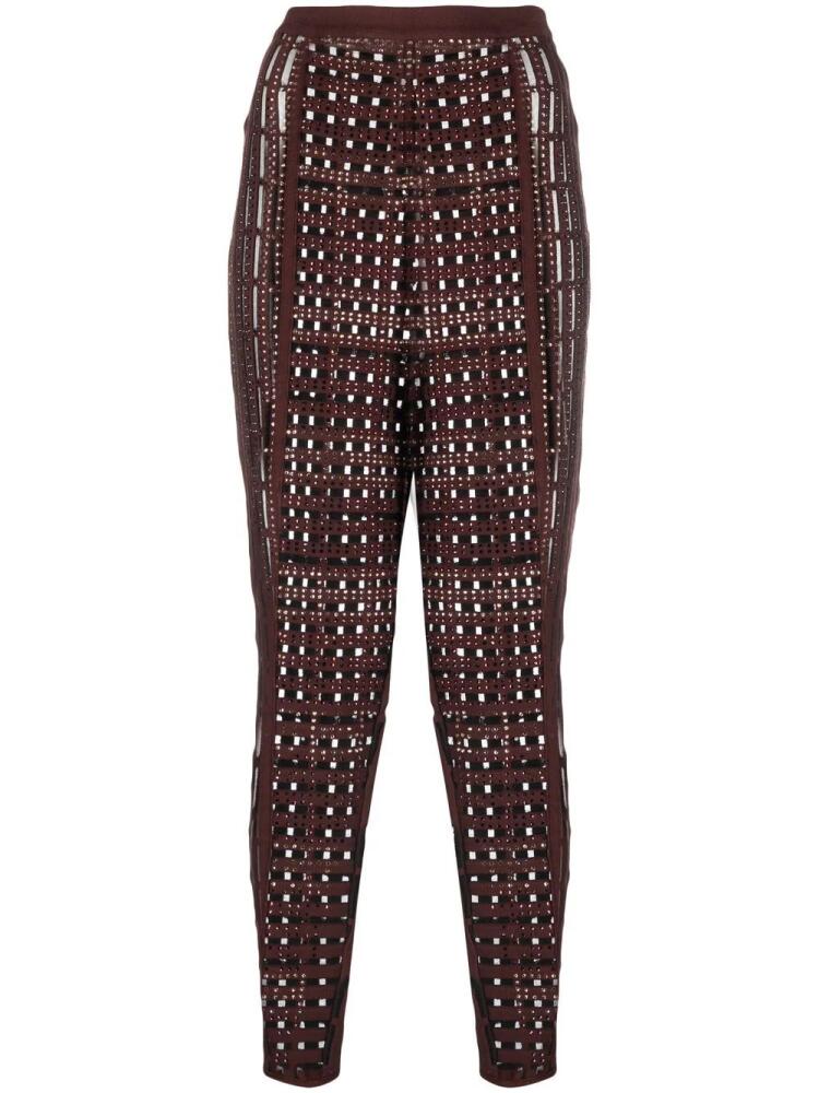 Genny rhinestone-embellished knitted leggings - Brown Cover