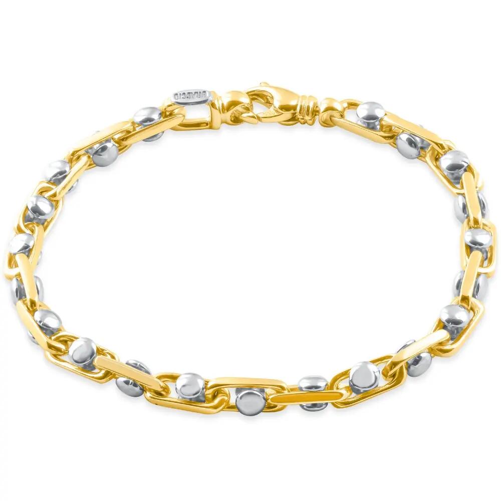 Bliss Diamond Mens Solid 14k Yellow Gold 33 grams Designed Link 5.5mm Heavy Masculine Bracelet 8.5" Cover