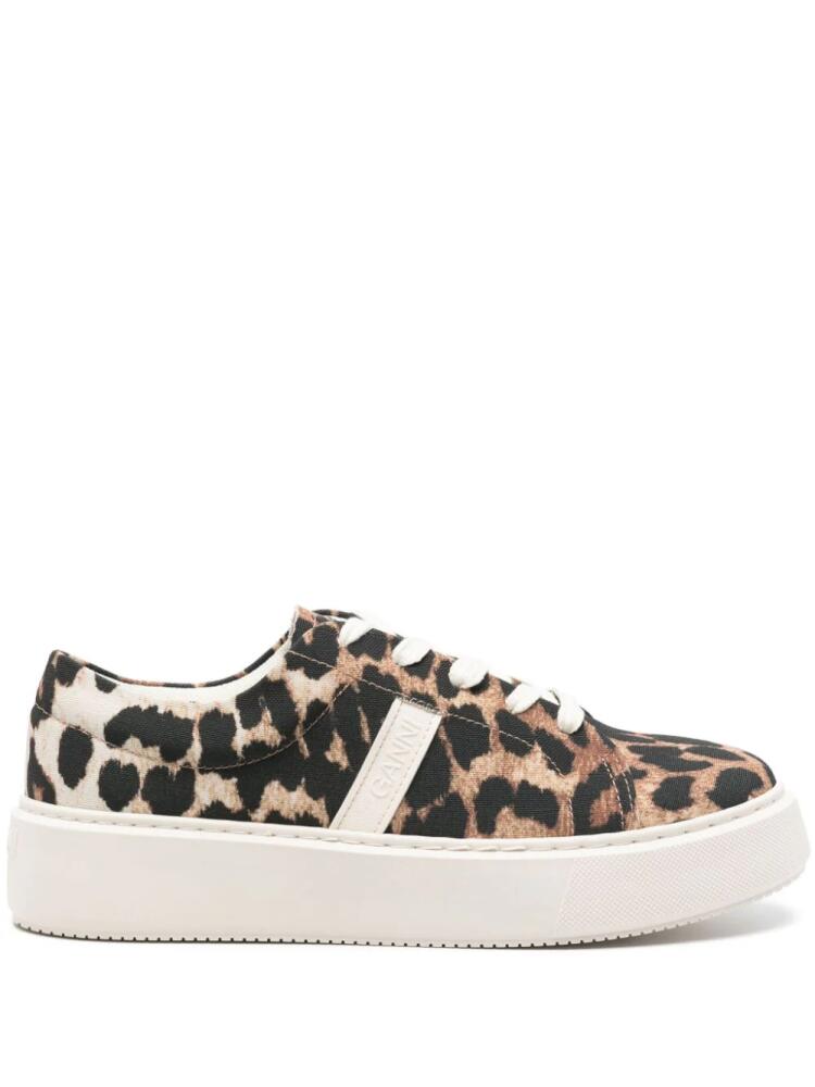 GANNI leopard-print flatform sneakers - Brown Cover