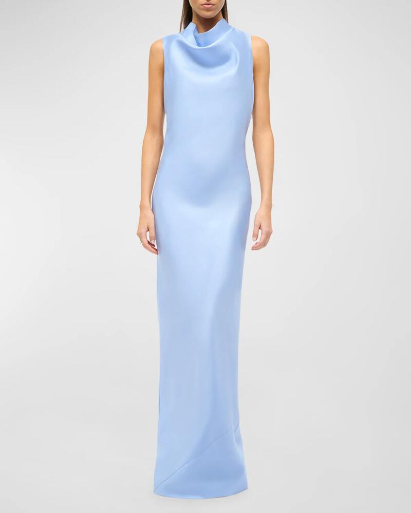 STAUD Rochelle Cowl-Neck Sleeveless Satin Gown Cover