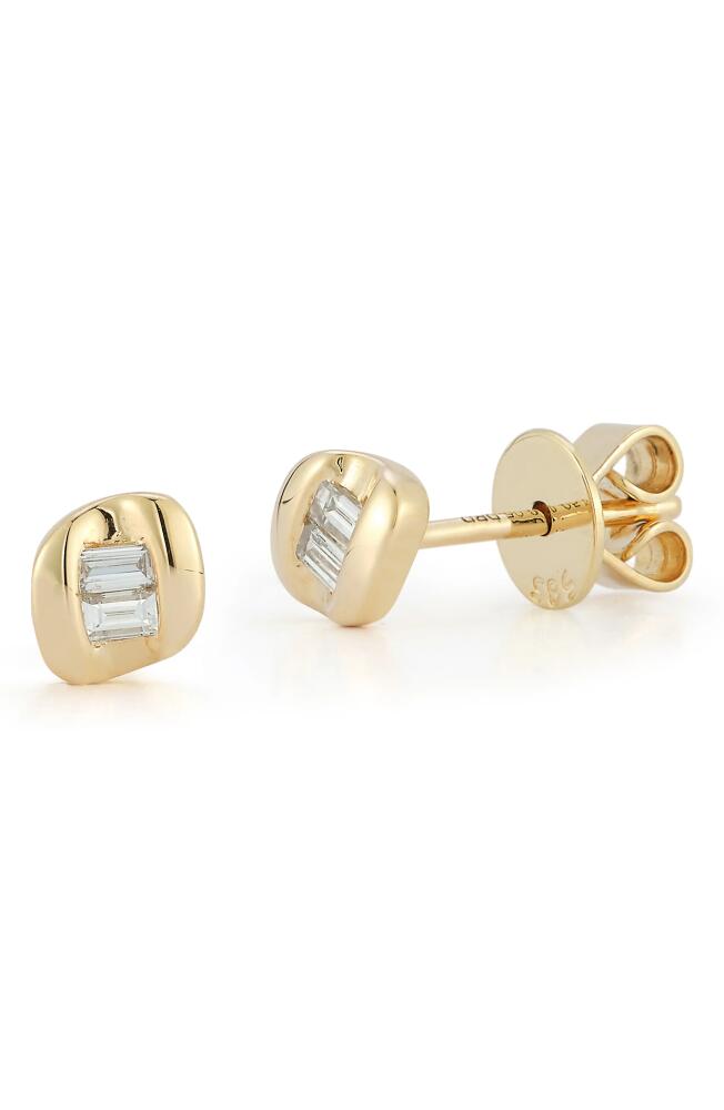 Dana Rebecca Designs Cuban Link Baguette Diamond Stud Earrings in Yellow Gold Cover