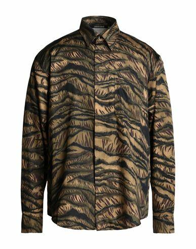 Roberto Cavalli Man Shirt Military green Cotton Cover