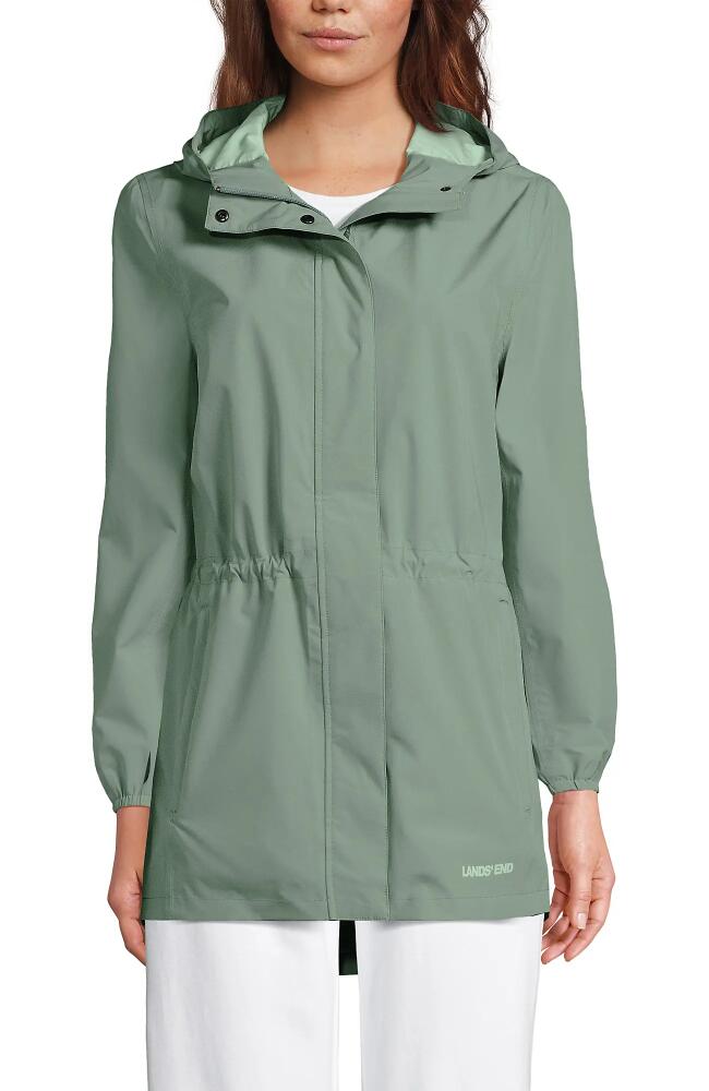 Lands' End Waterproof Hooded Packable Raincoat in Lily Pad Green Cover