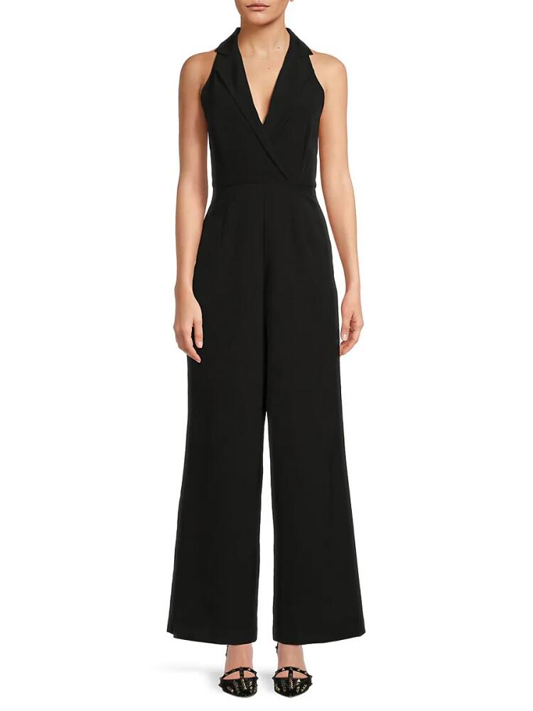 julia jordan Women's Notch Collar Solid Jumpsuit - Black Cover