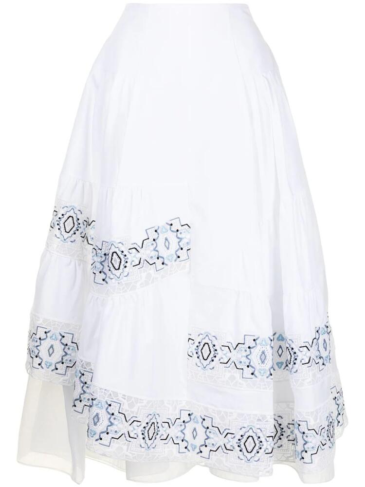 Ermanno Scervino embroidered A-line skirt - White Cover