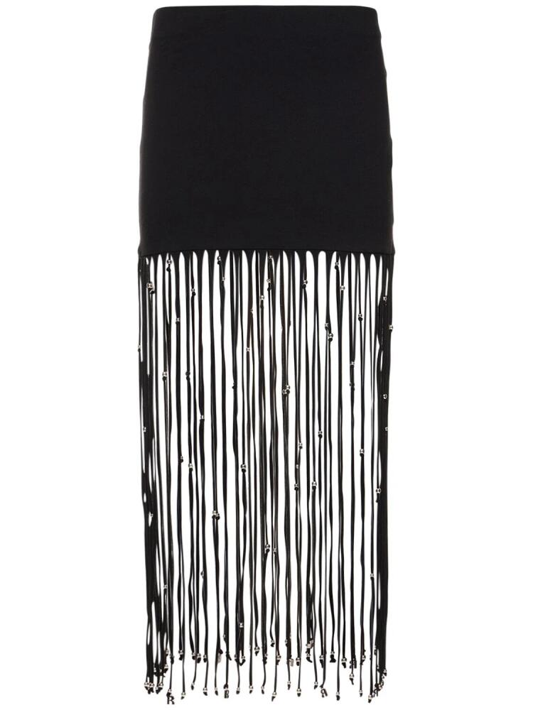 ROTATE Noemi Jersey Maxi Skirt W/fringe Cover