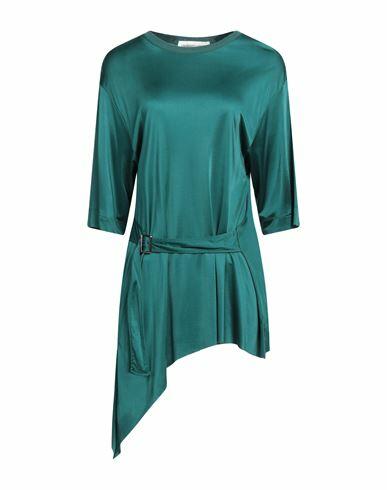 Lamberto Losani Woman T-shirt Emerald green Viscose, Cotton Cover