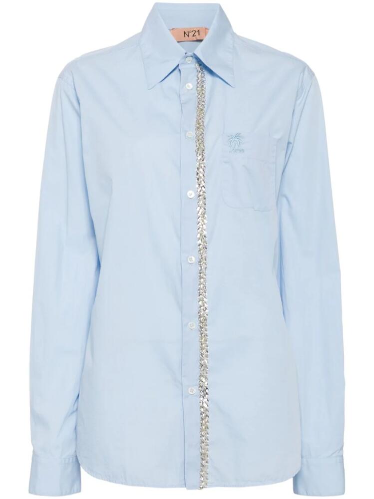 Nº21 crystal-embellished poplin shirt - Blue Cover