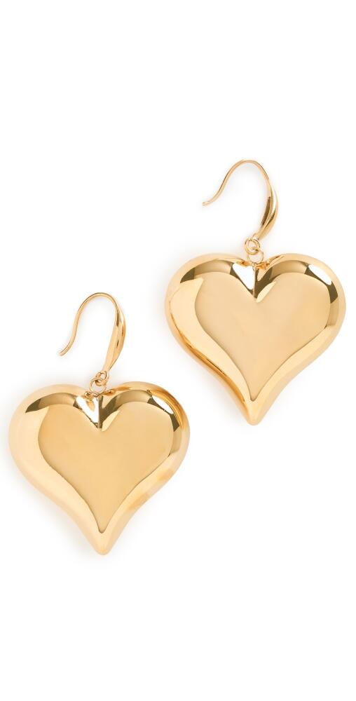 By Adina Eden Solid Puffy Dangling Huggie Earrings Gold Cover