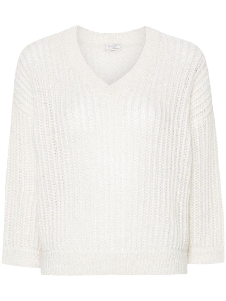 Peserico crew-neck sequinned sweater - White Cover