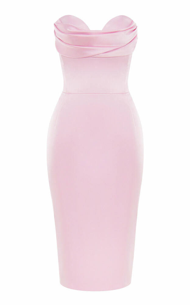 Rasario - Draped Satin Midi Pencil Dress - Light Pink Cover