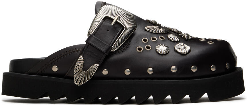 Toga Virilis Black Eyelet Metal Sabot Loafers Cover