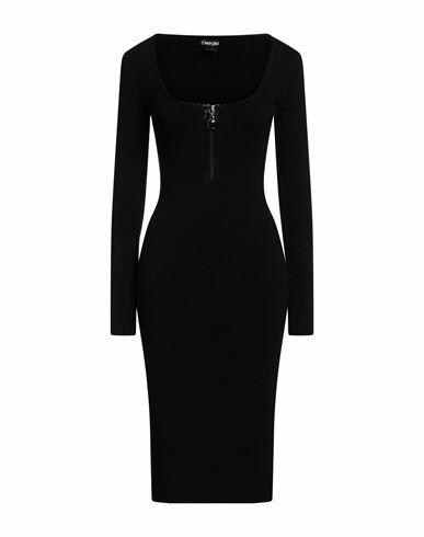 Tom Ford Woman Midi dress Black Virgin Wool, Polyamide Cover