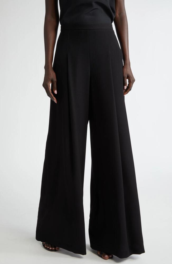 Carolina Herrera Pleated High Waist Wide Leg Pants in Black Cover