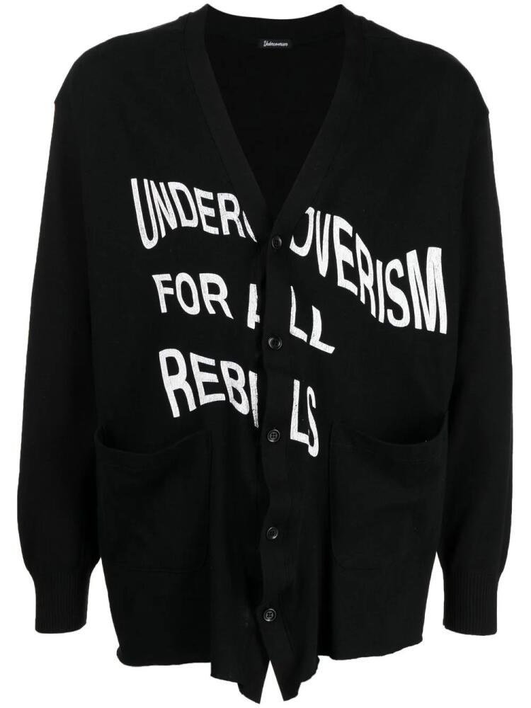 Undercoverism logo-print V-neck cardigan - Black Cover