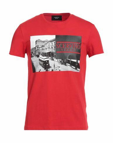 Ermanno Scervino Man T-shirt Red Cotton, Elastane Cover