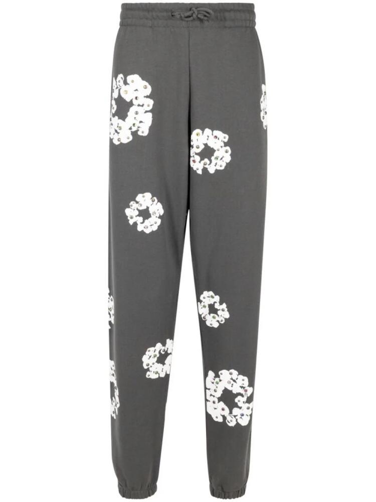 Denim Tears Rhinestone Cotton Wreath-print track pants - Grey Cover