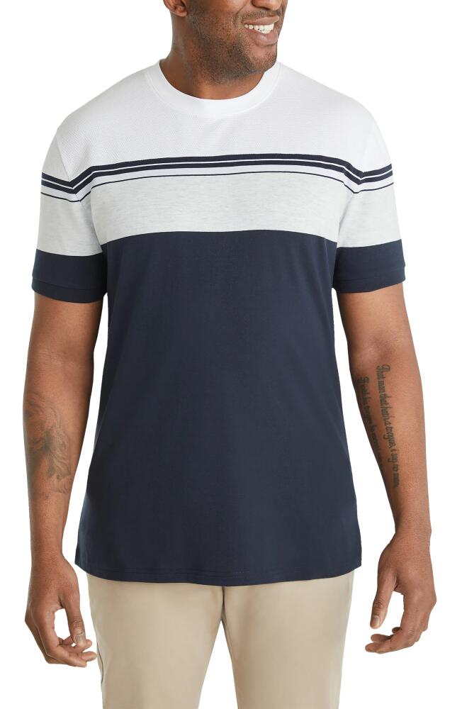 Johnny Bigg Joe Textured Colorblock Stripe Cotton T-Shirt in Navy Cover