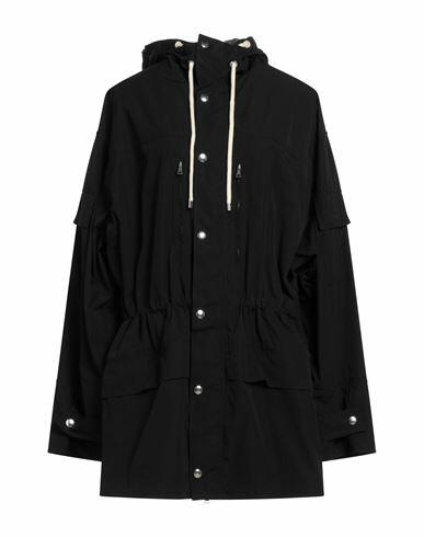 Plan C Woman Overcoat & Trench Coat Black Polyester, Cotton Cover