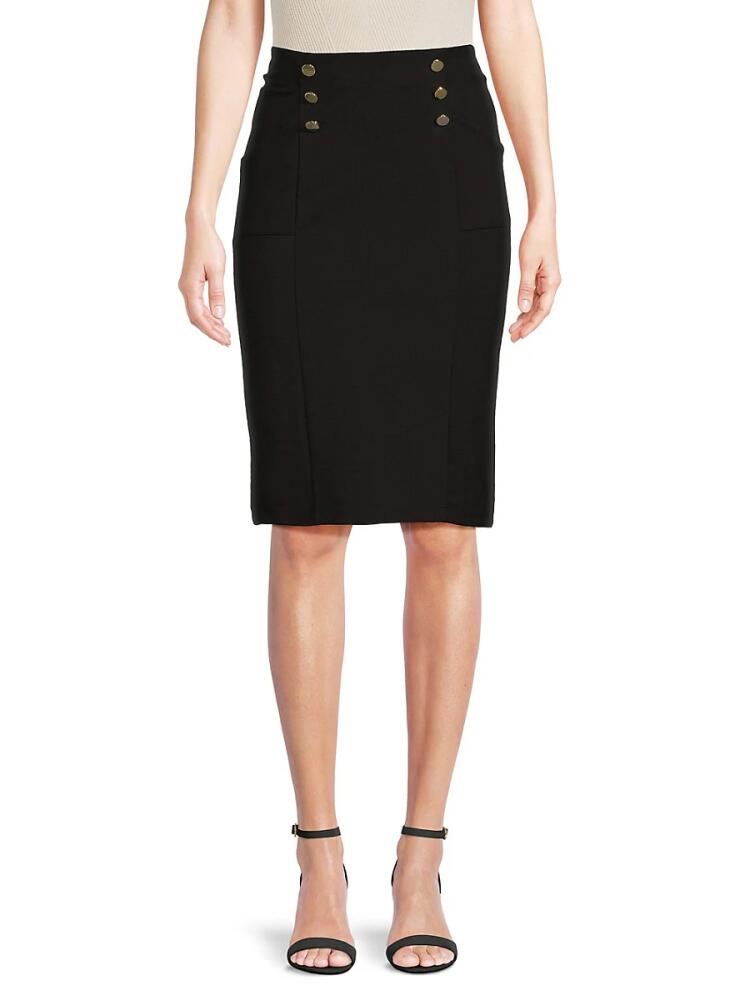 Elie Elie Tahari Women's Solid Pencil Knee Length Skirt - Black Cover