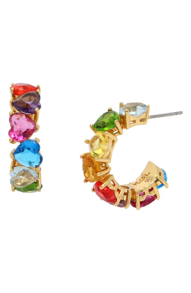 Kurt Geiger London Heart Crystal Huggie Hoop Earrings in Goldtone/Multicolor Stones Cover