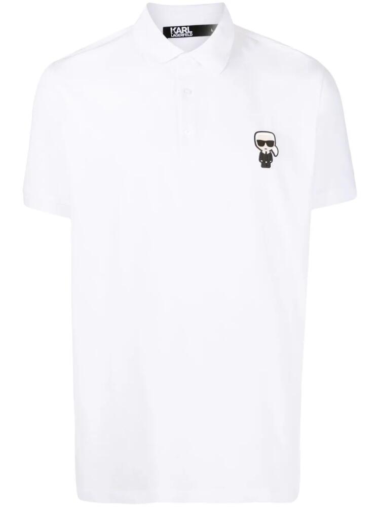 Karl Lagerfeld logo-patch polo shirt - White Cover